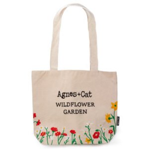 3x Wildflower Garden with Red Flowers - Natural Cotton Tote with Embroidery